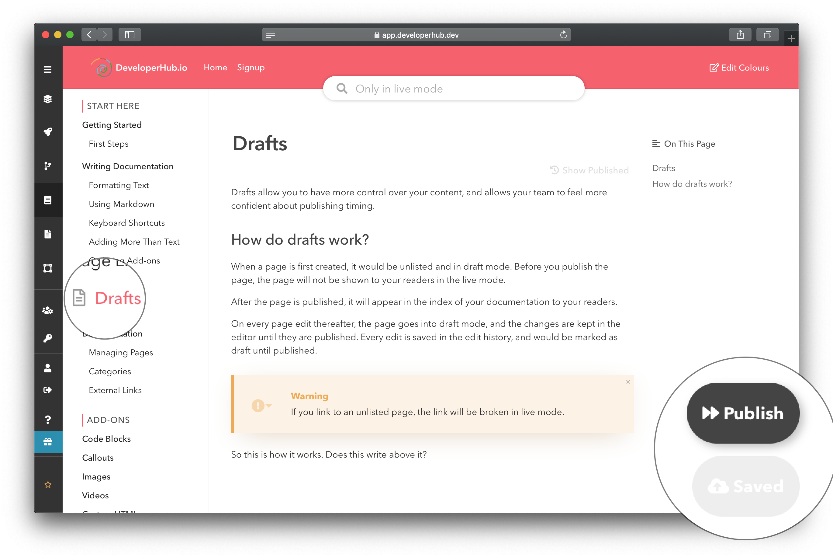 Draft page
