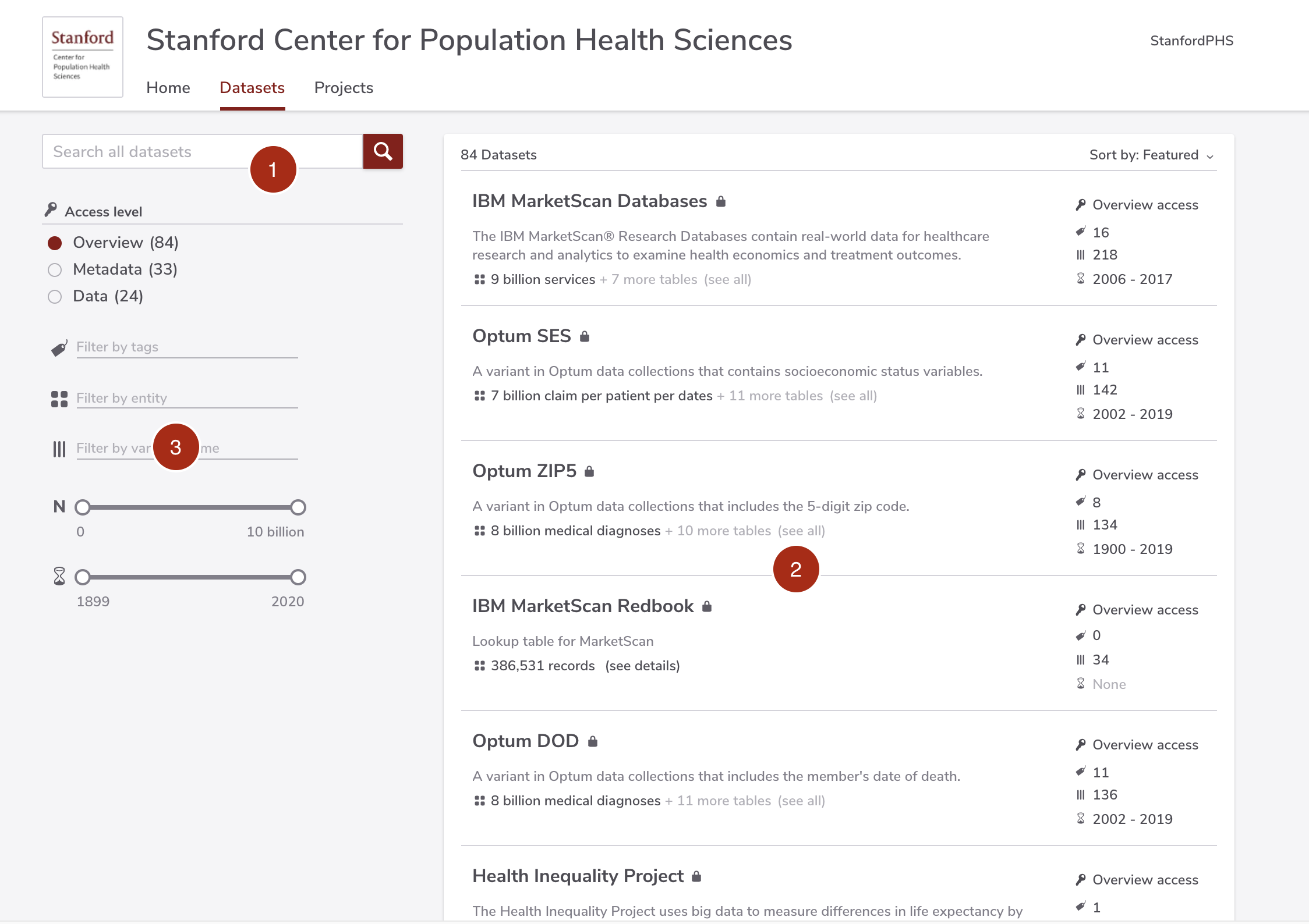 **Figure 2:** The user interface of dataset catalog