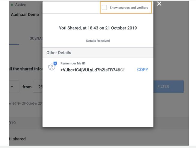 Applications > Receipts > Click Receipts > Show sources and verifiers