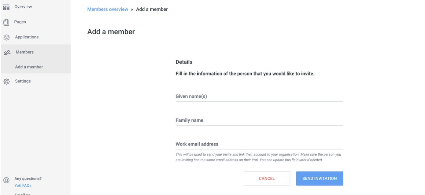 Members > Add a member