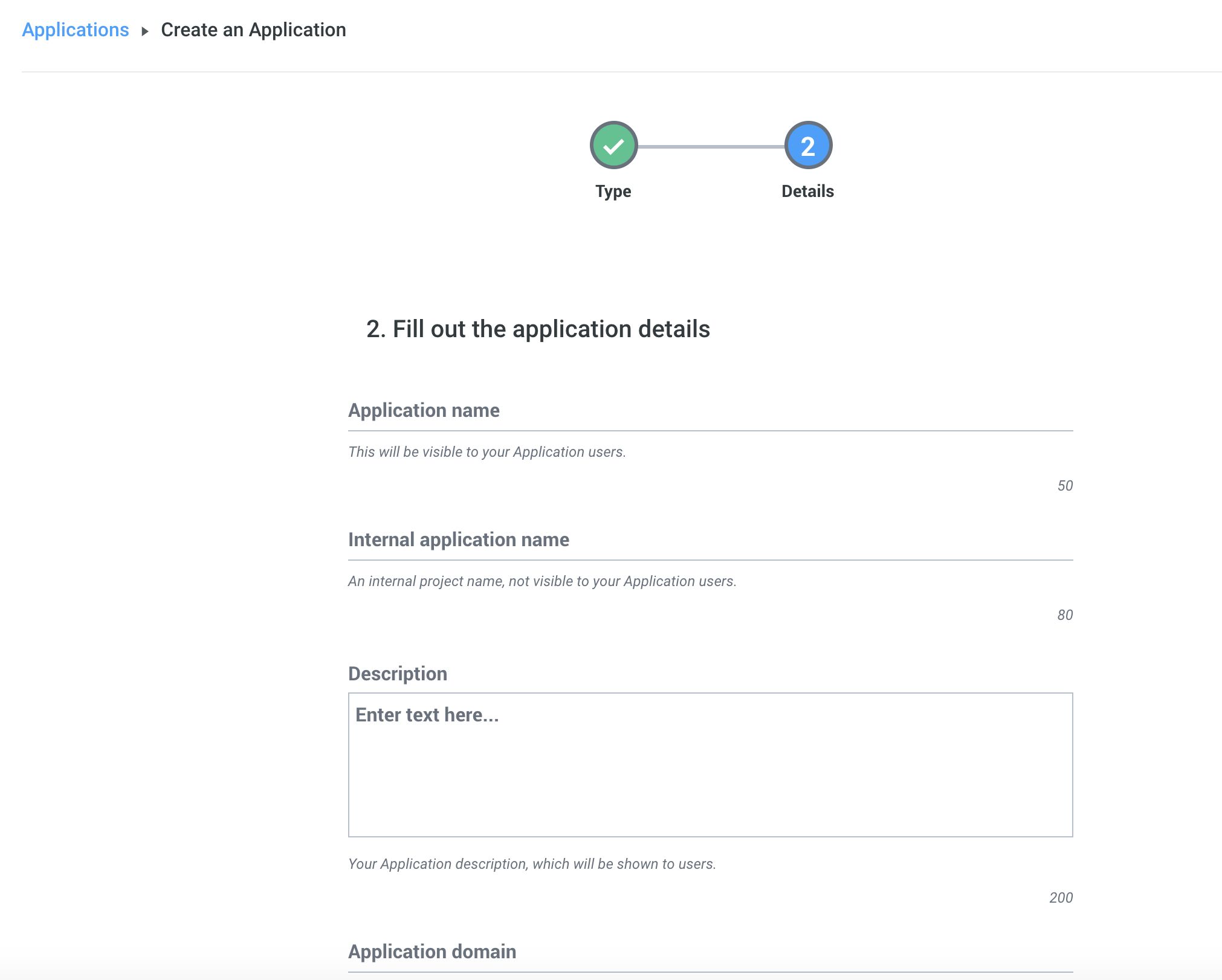 Example of Yoti App application creation
