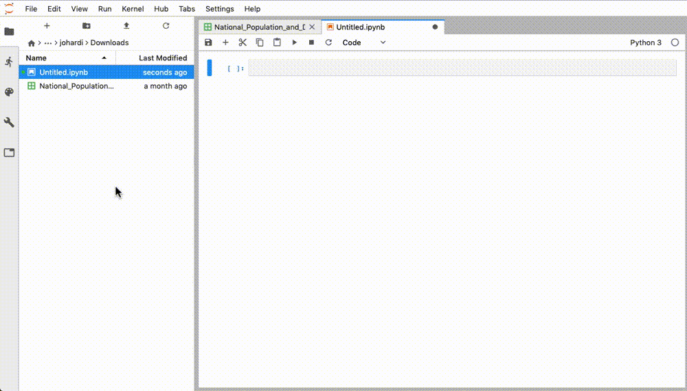 **Figure 4:** An animated demonstration on creating a new Jupyter notebook on Nero