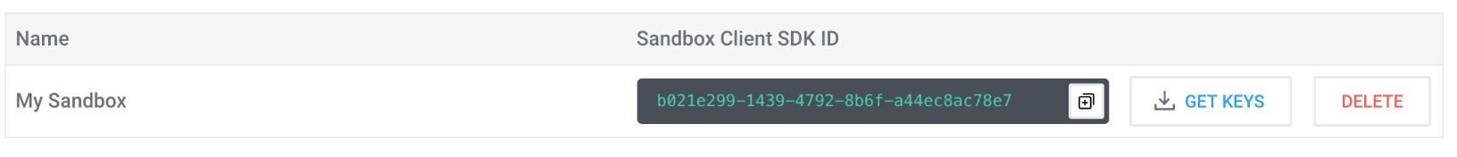 Login > Sandbox > Get started > Keys