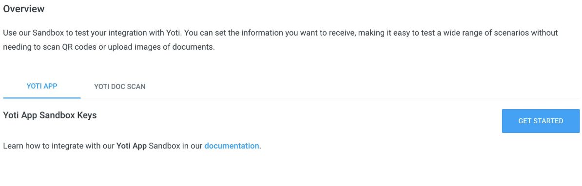 Login > Sandbox > Get started