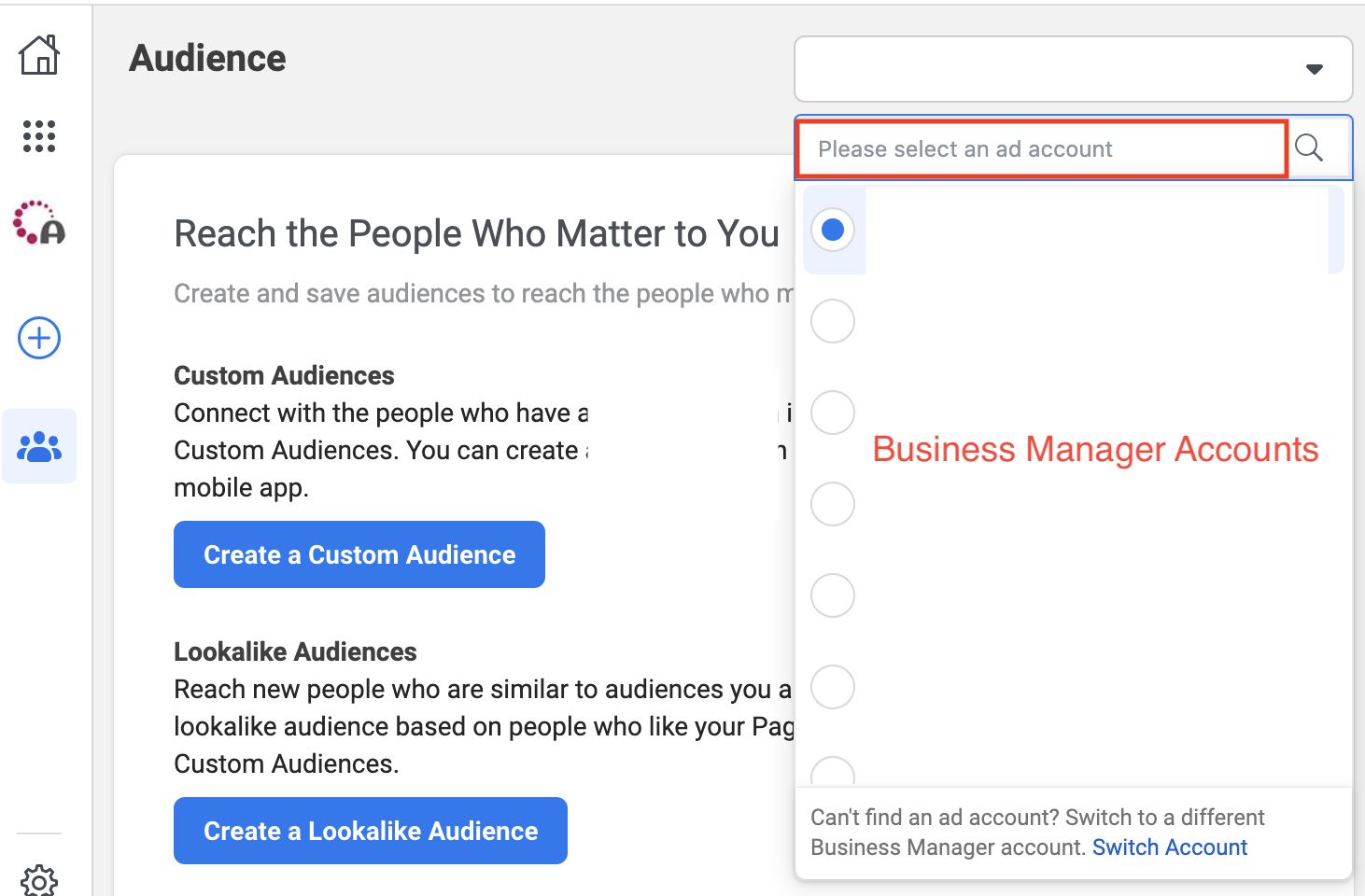 Facebook Business Manager - Audience page