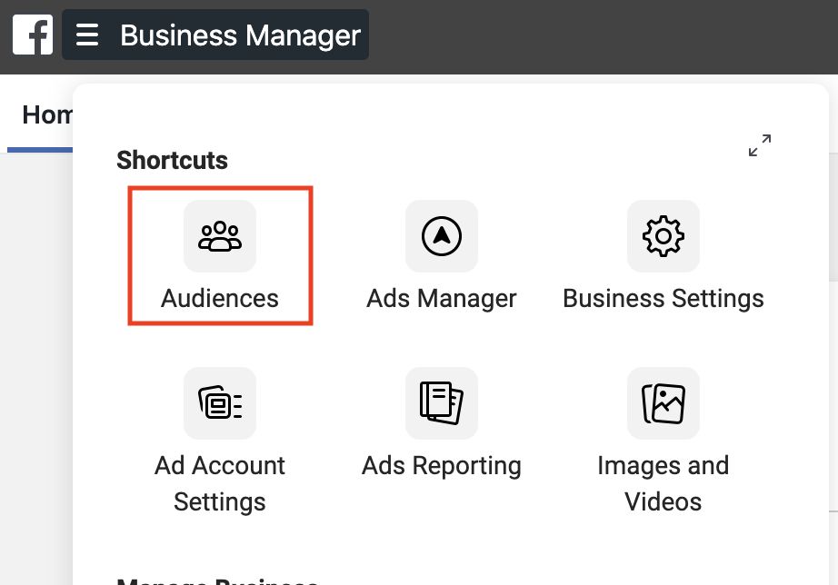 Facebook Business Manager - Business Manager shortcuts