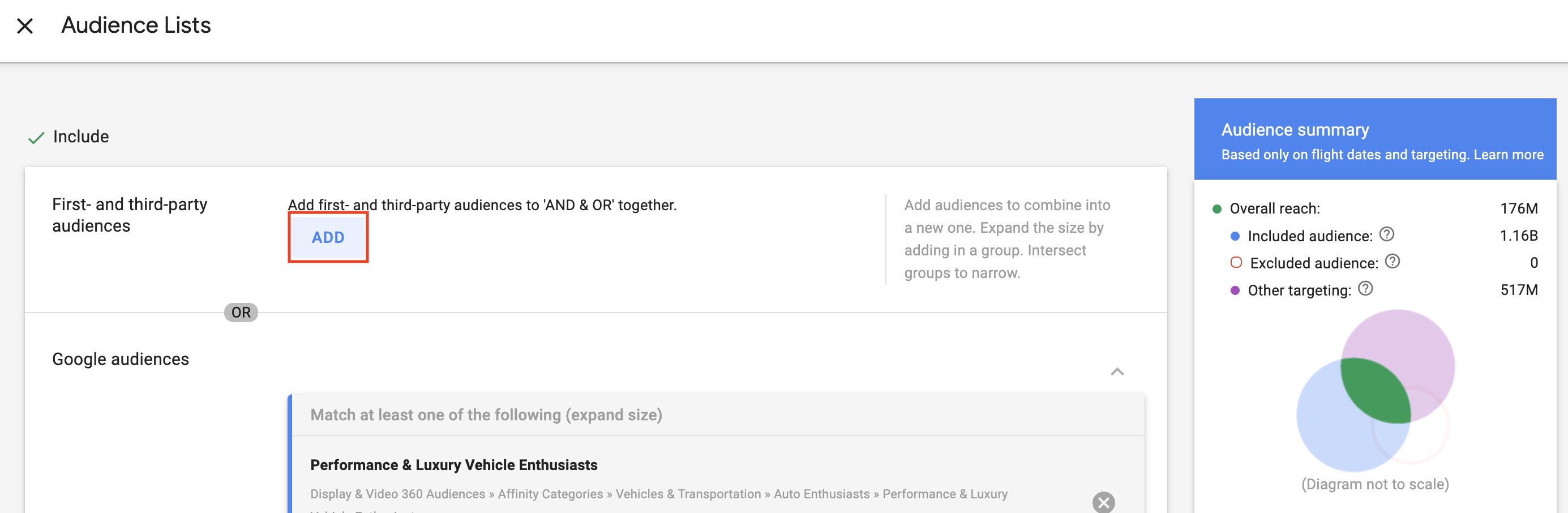 DV360 - Audience Lists page