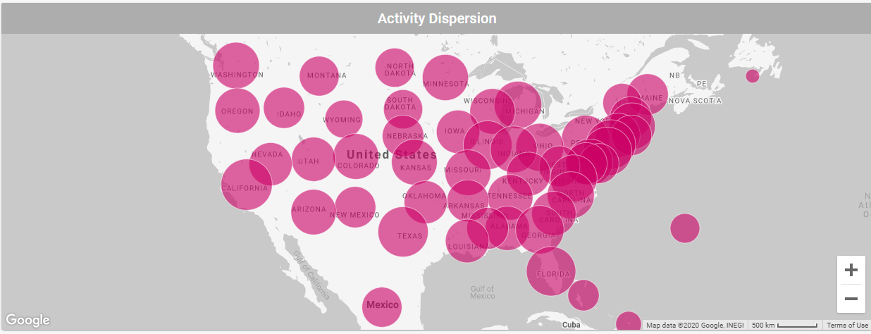Cortex Catalog - Audience Insights Detail for **Activity Dispersion** Map
