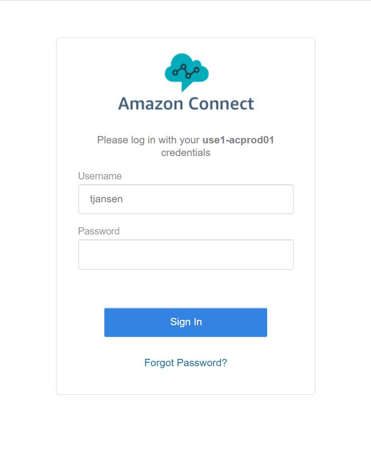 Logging into Amazon Connect