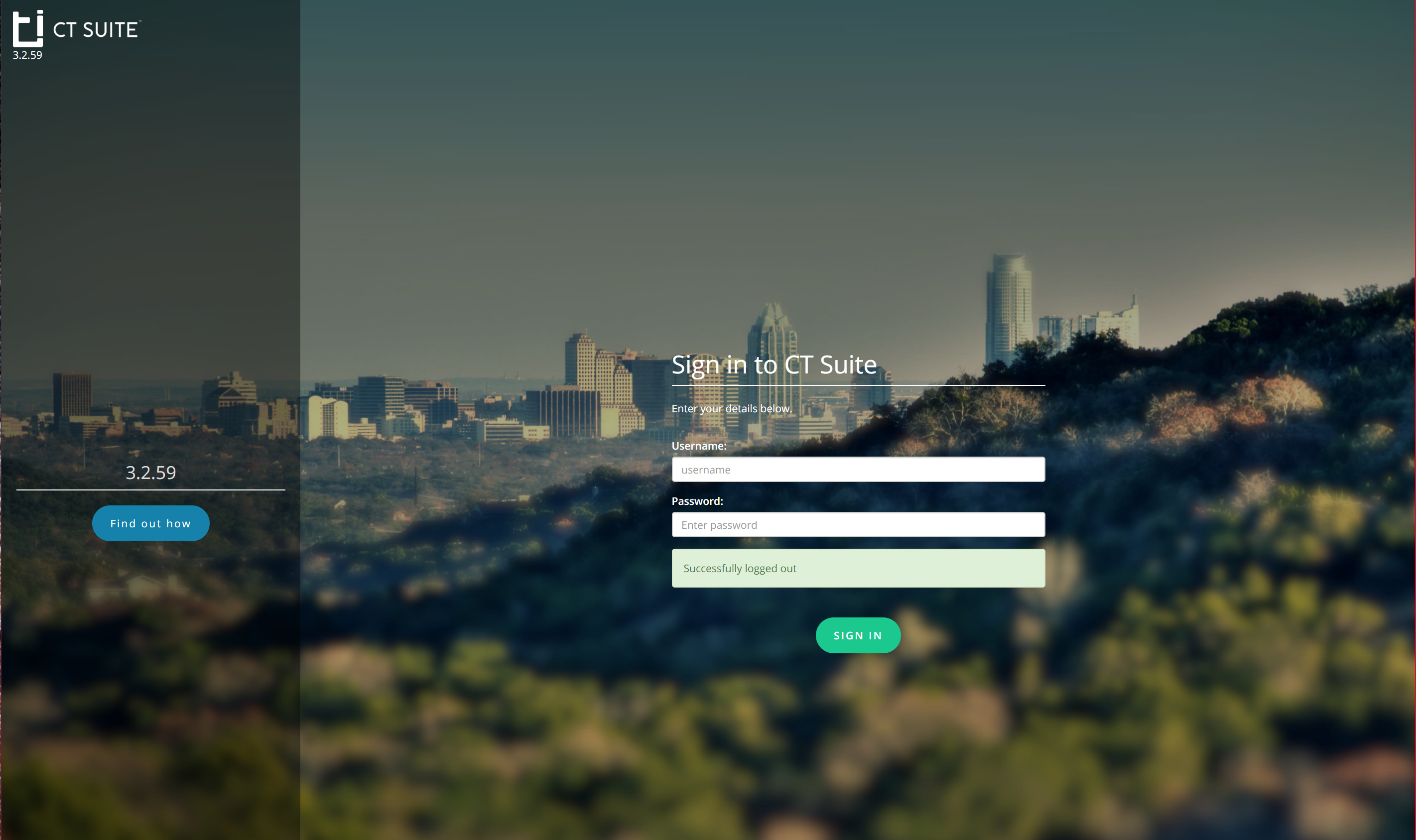 Login screen for Classic Layout