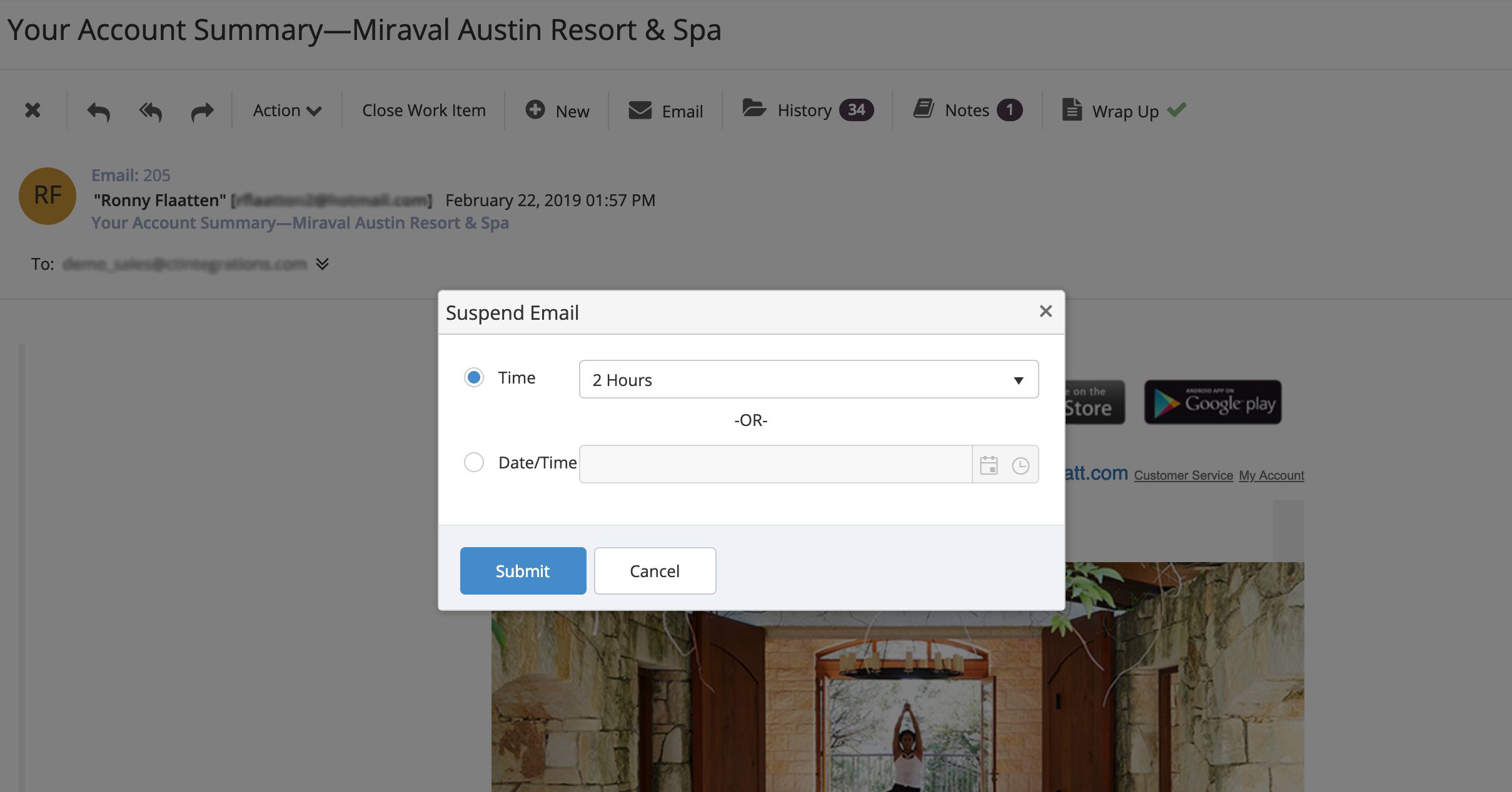 Suspend an email