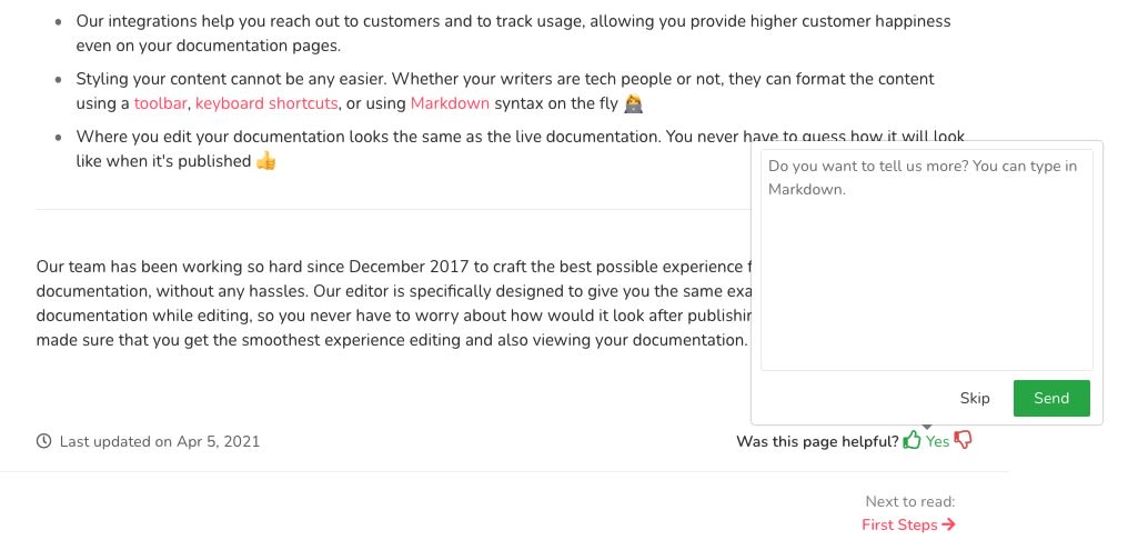 Feedback prompt