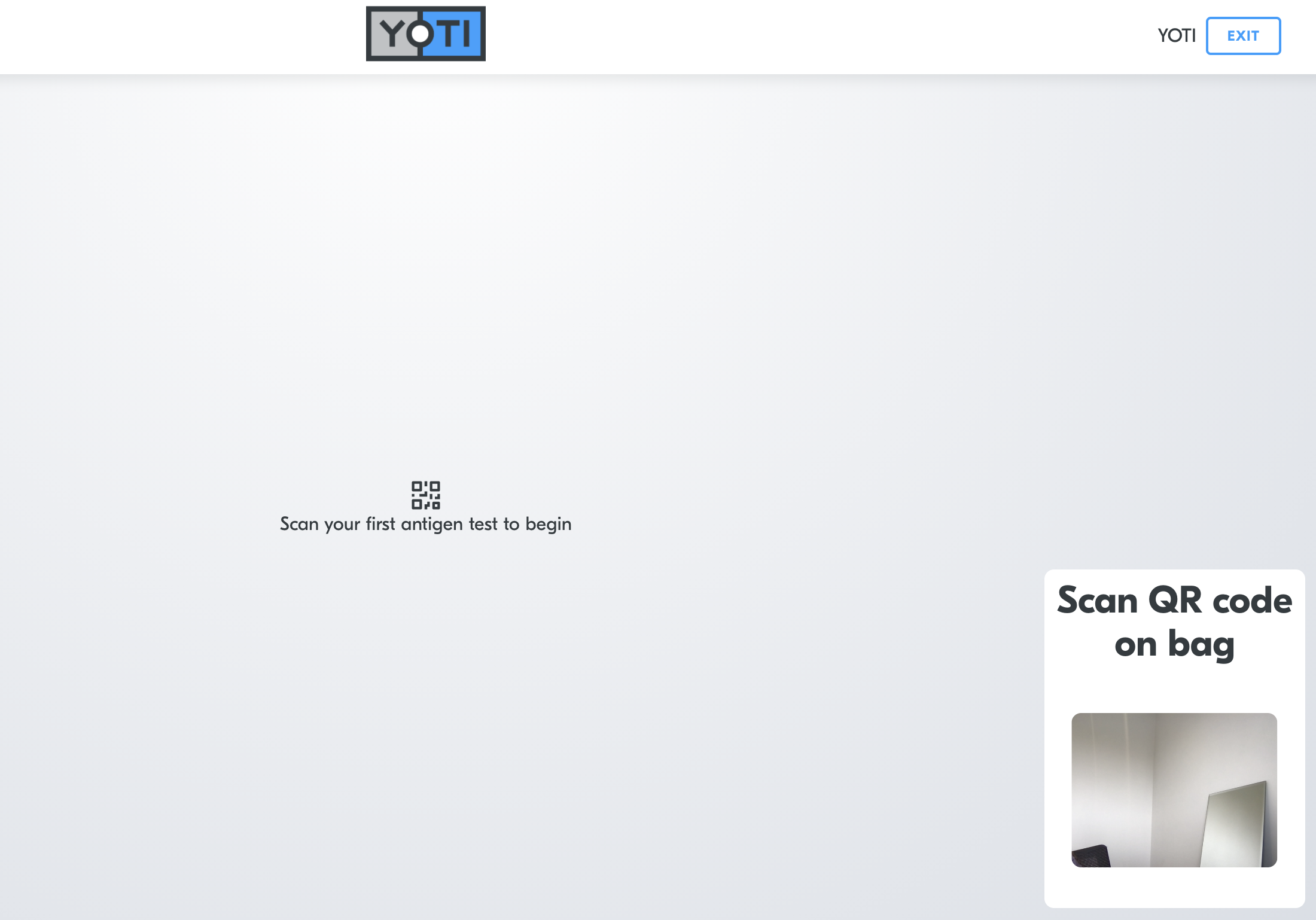 Home page > Start testing > Select lateral flow testing type > Set up > Scan