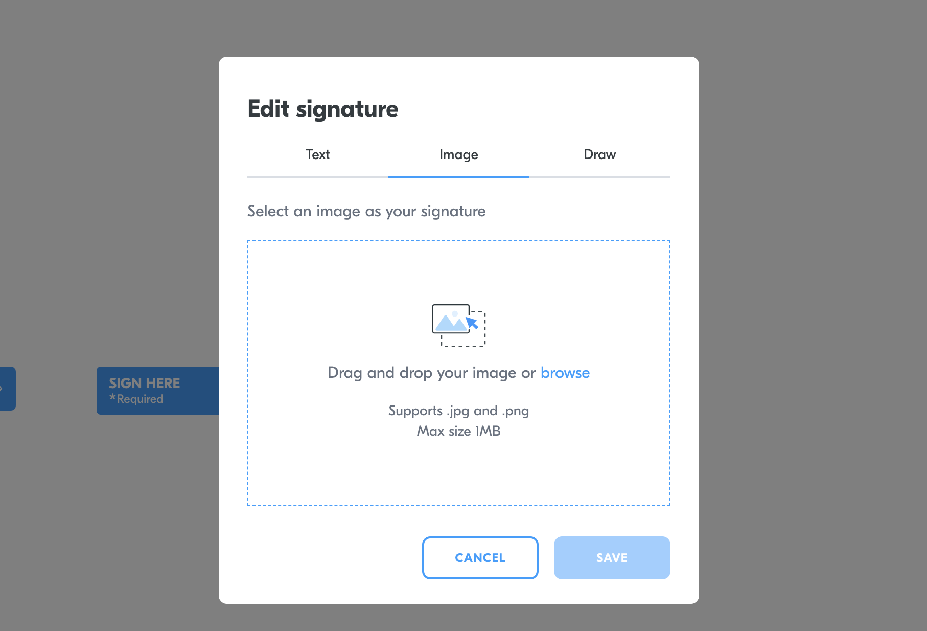 Signature image option