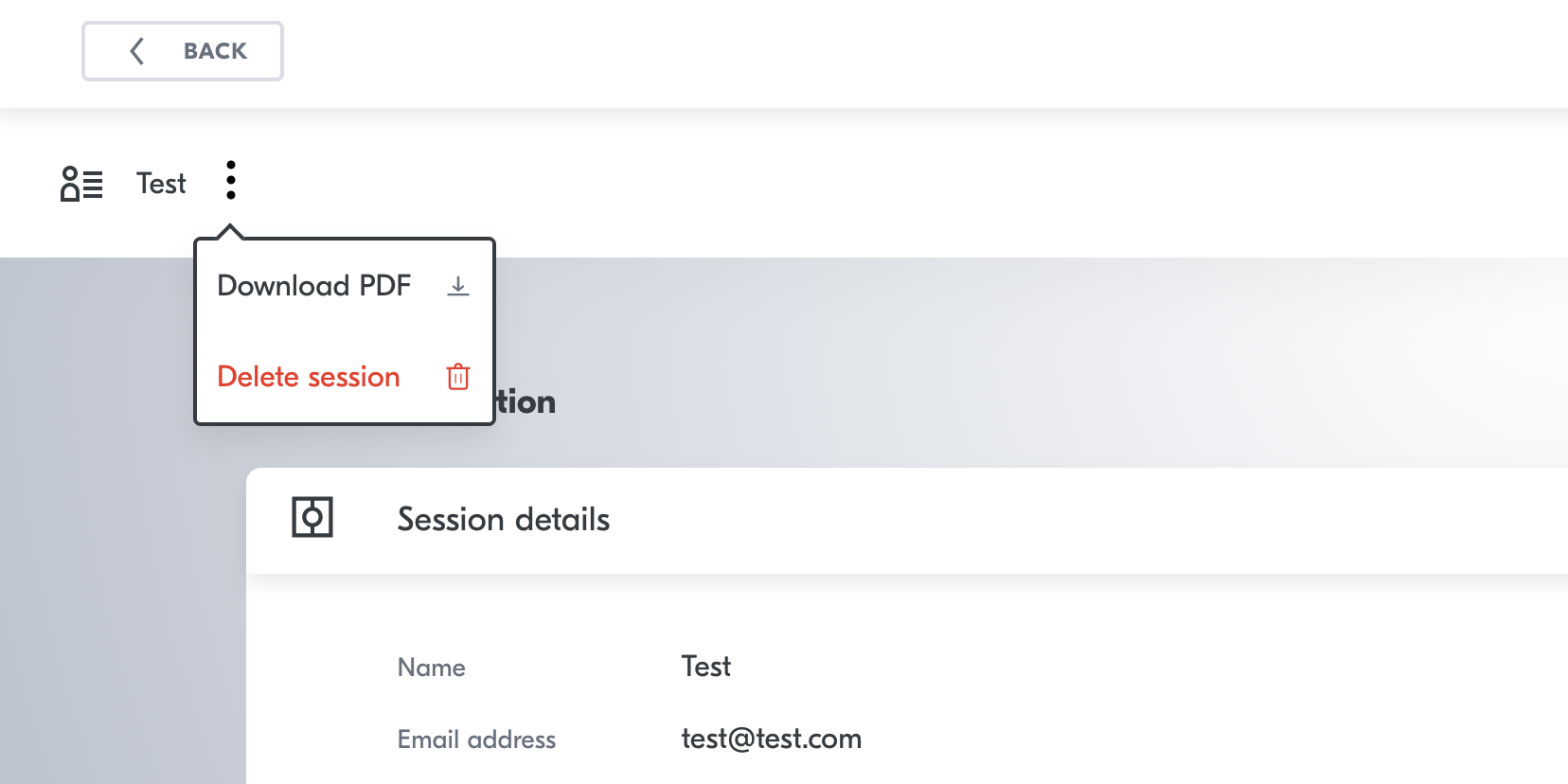 Session details > 3 dots
