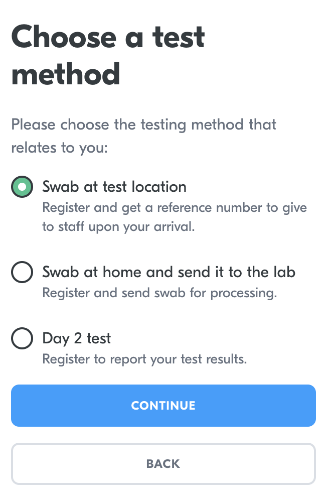 Self registration test method