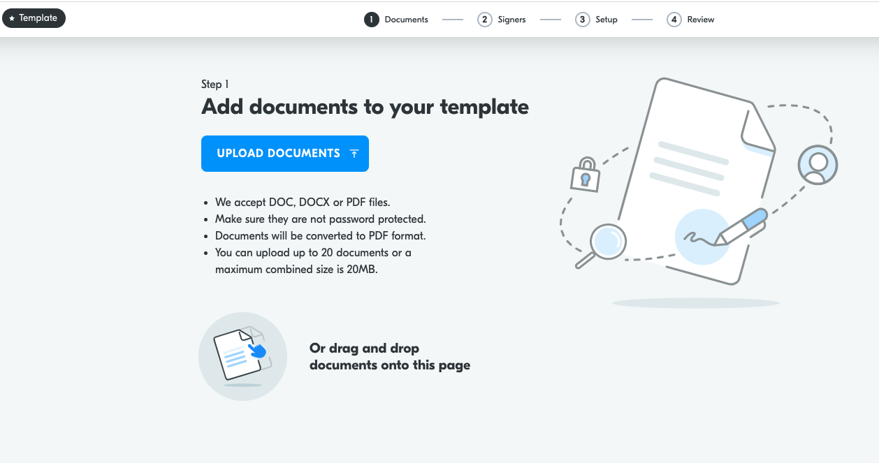 Landing page > Templates > Upload documents