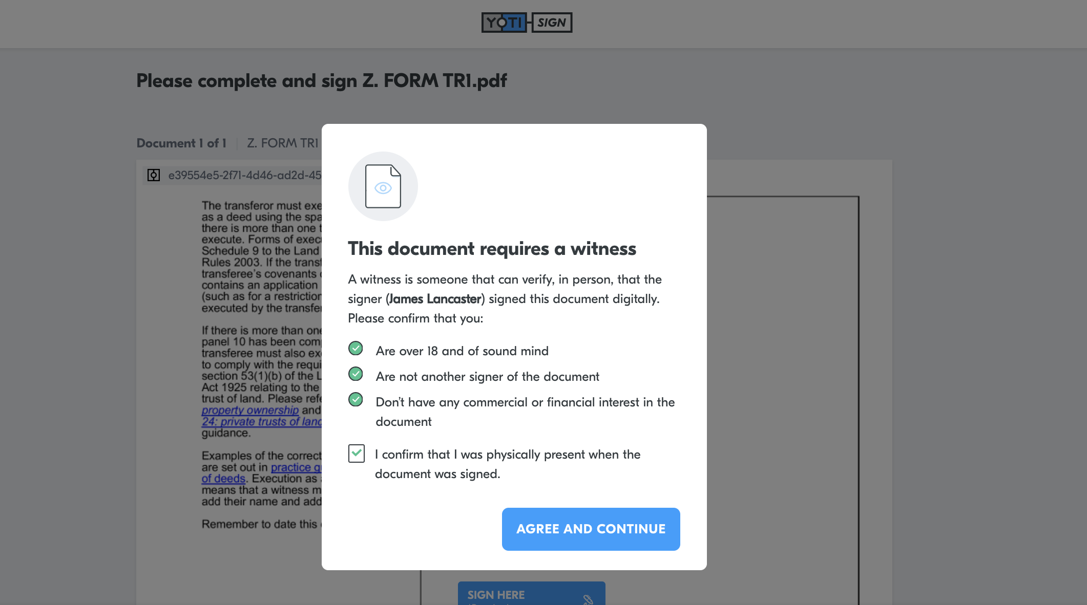 Witness agreement