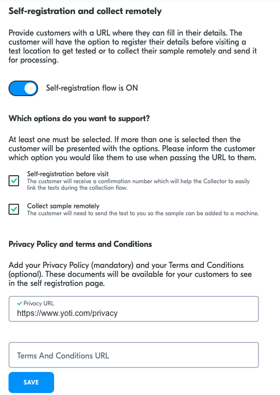 Settings > Data collection > Self registration