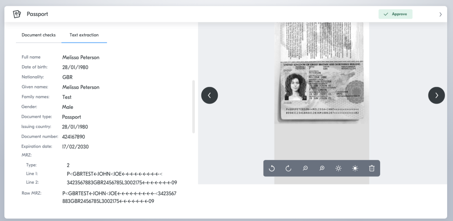 Document check result