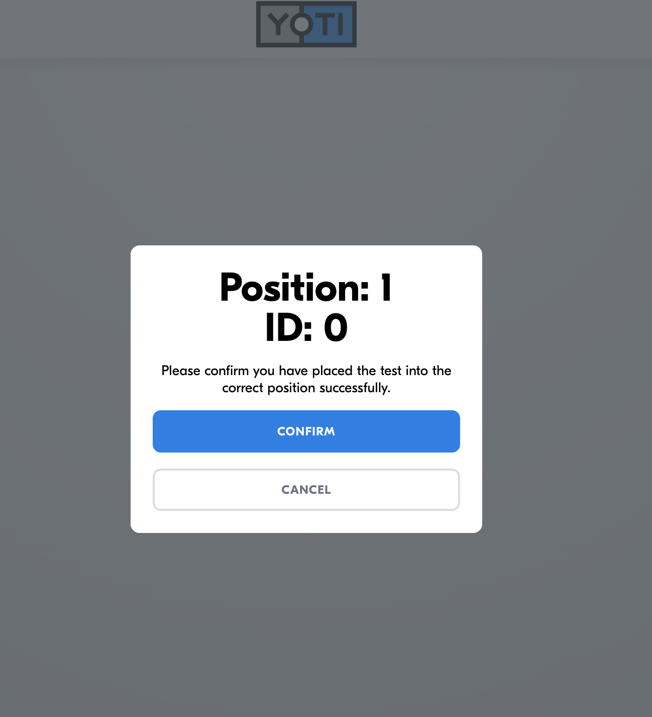 Home page > Start testing > Select lateral flow testing type > Set up > Scan > Position