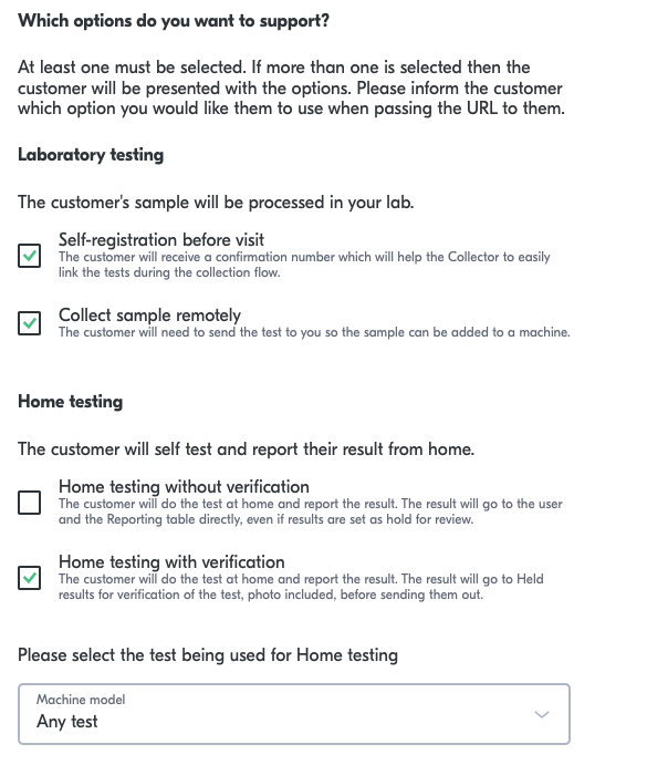 Home testing options