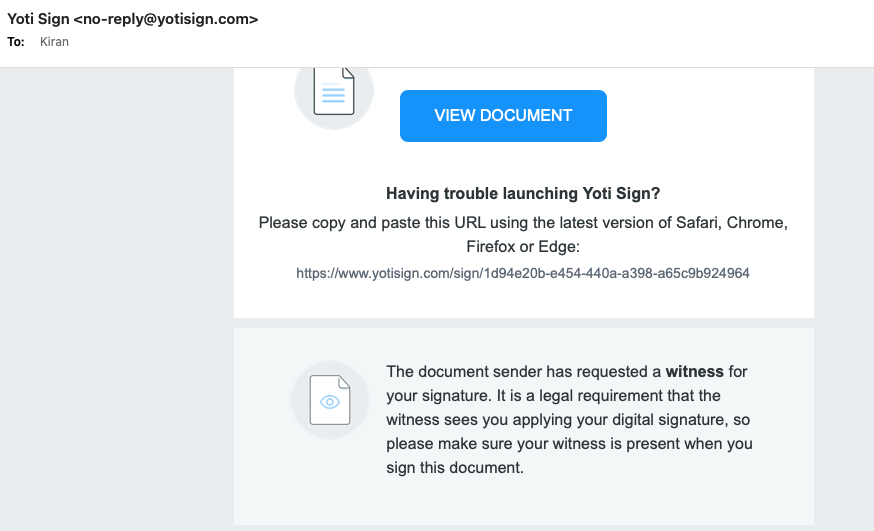 Primary signer email