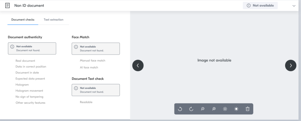 Document check result -> Not available