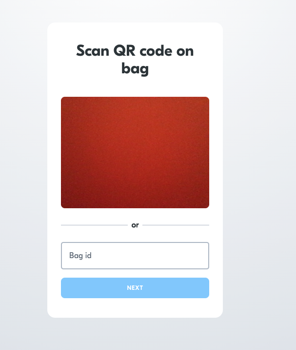 Start collecting &gt; Scan QR code on bag