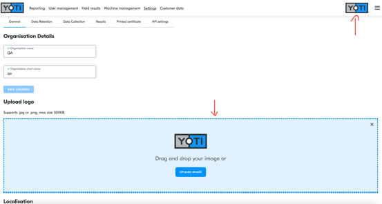 Settings &gt; General&gt; Logo upload
