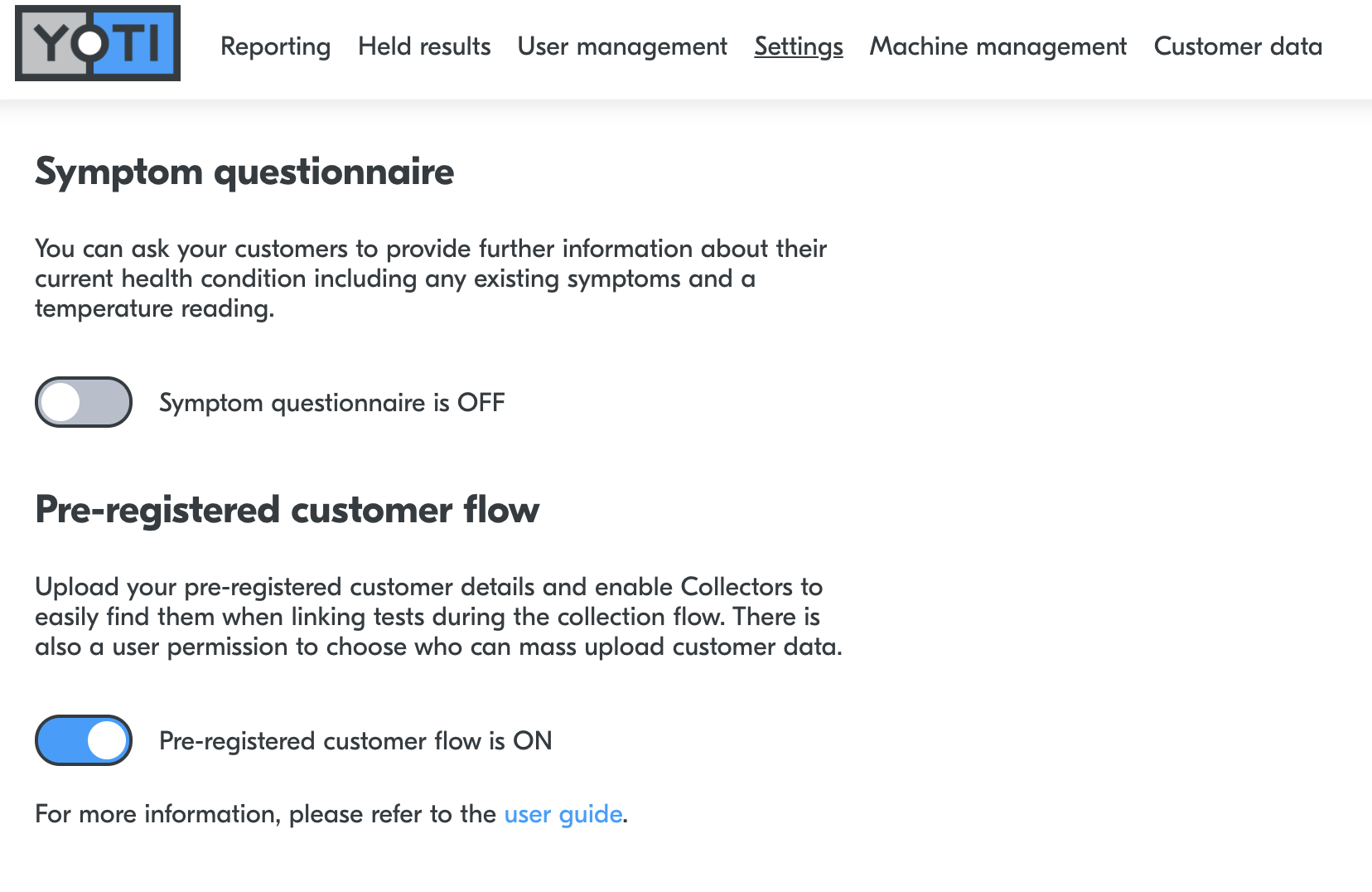 Settings > Pre-registered flow > ON