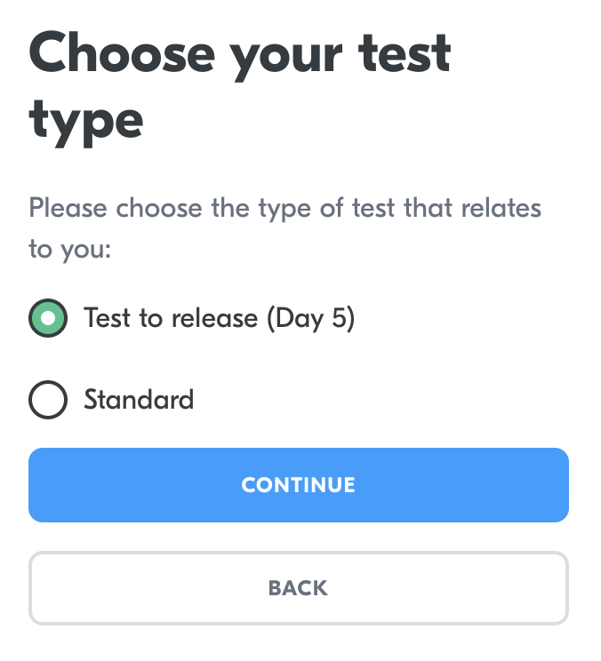 Home testing testing type