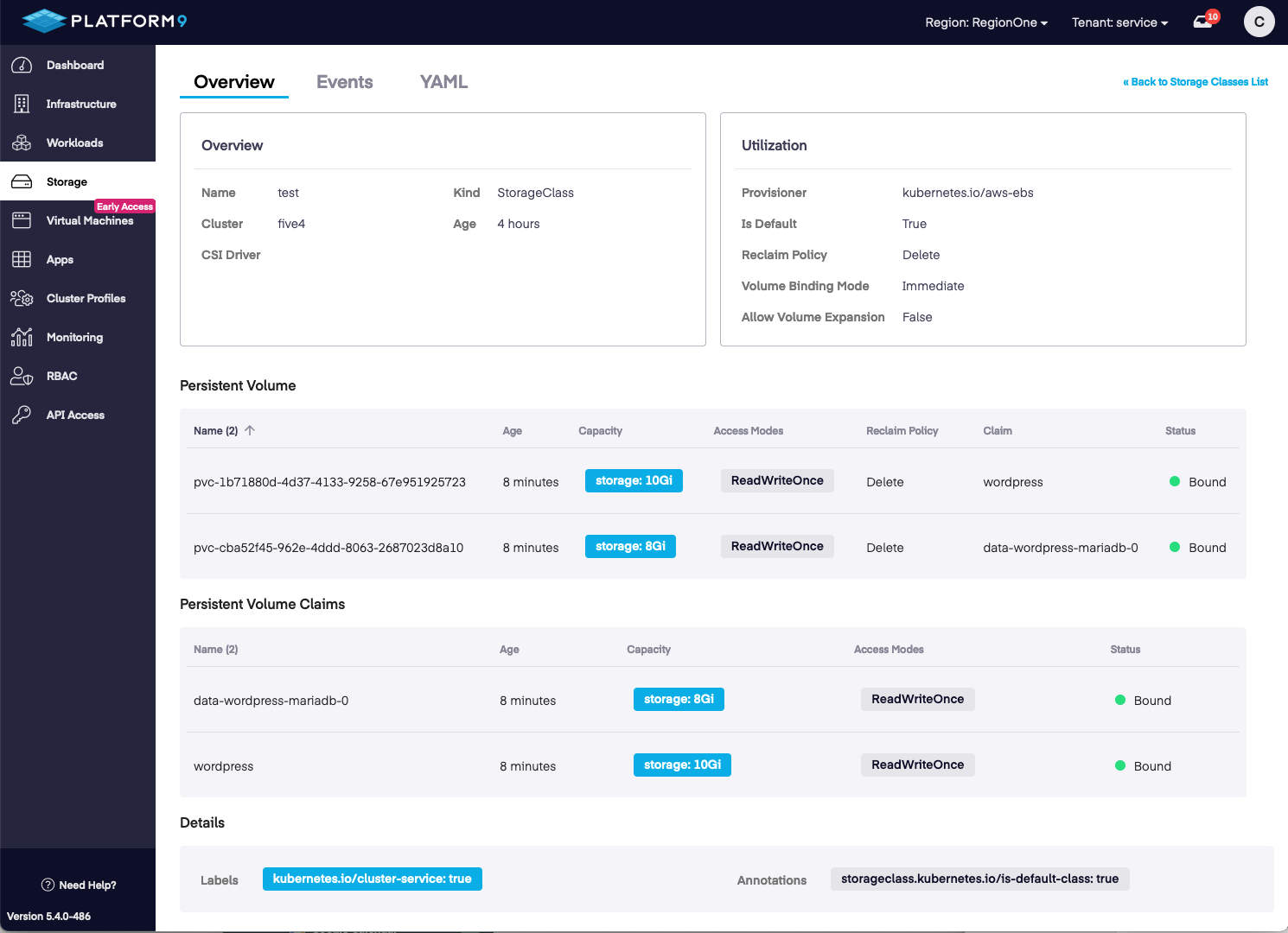 Storage Class Deep Dive Dashboard