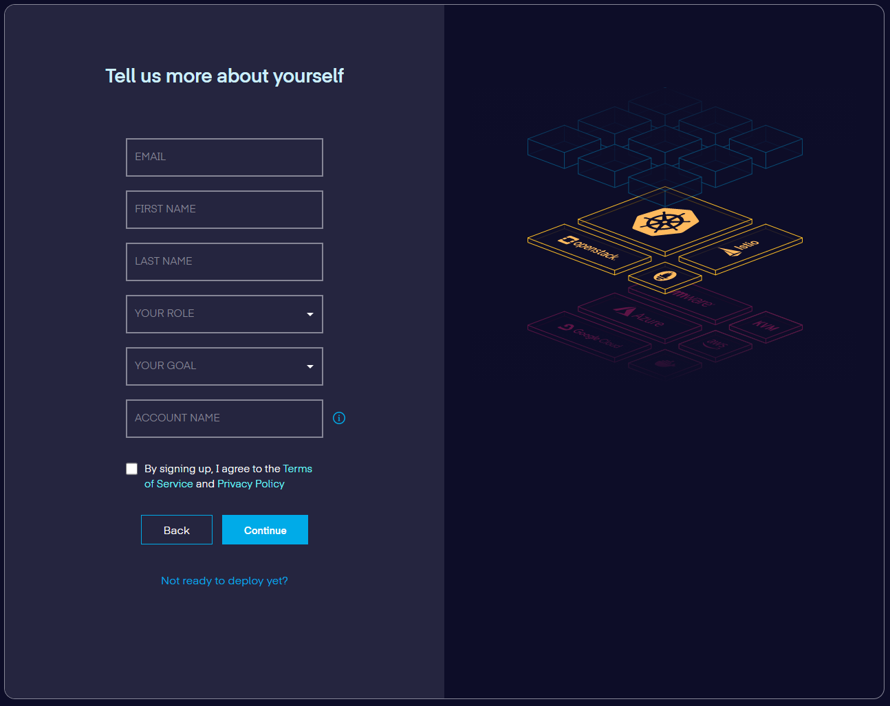 Platform9 – Signup - Account Details