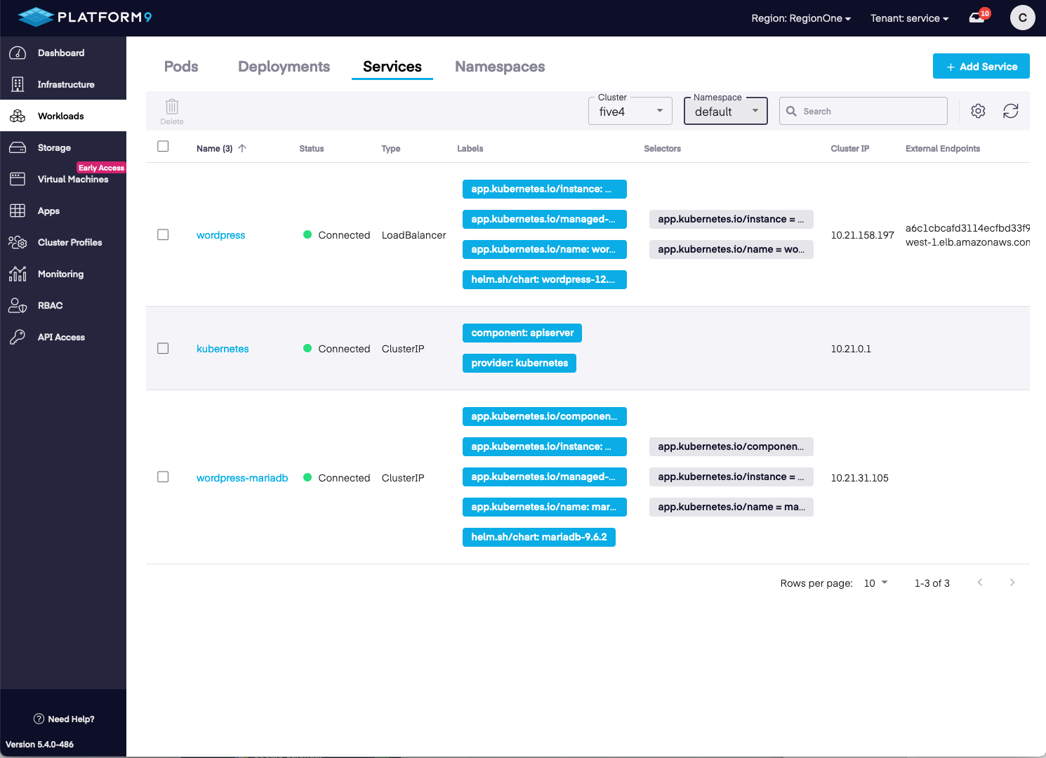 Services Dashboard