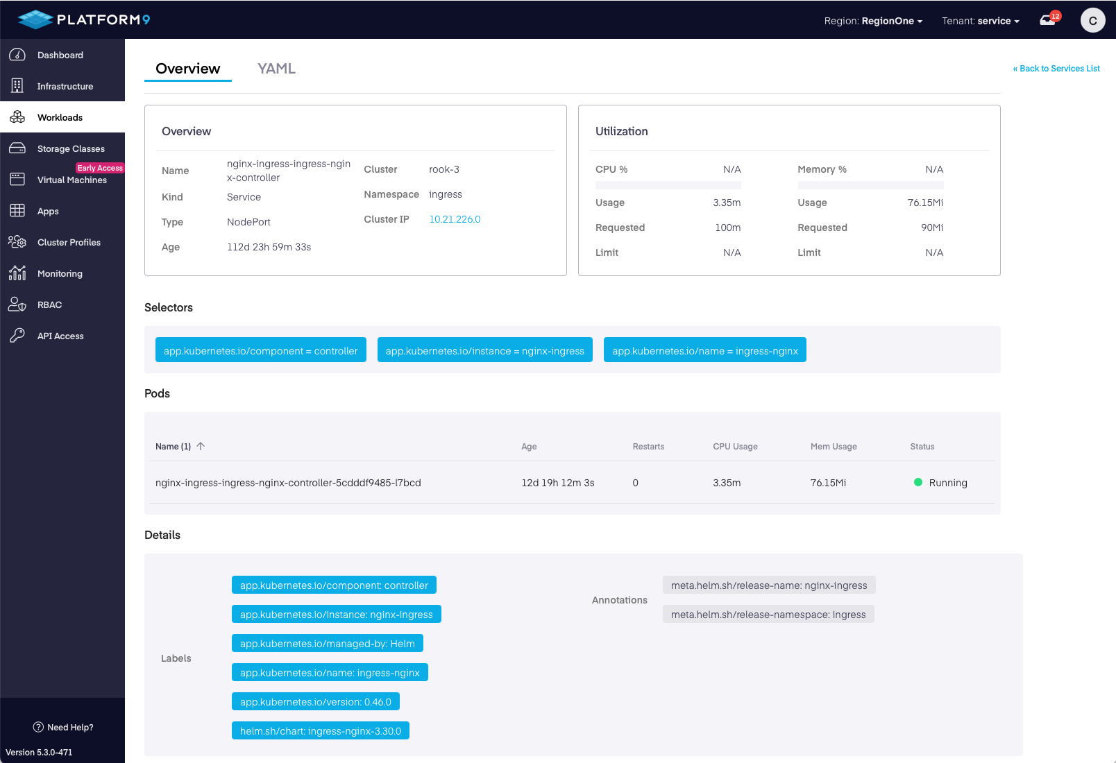 Services Details Dashboard