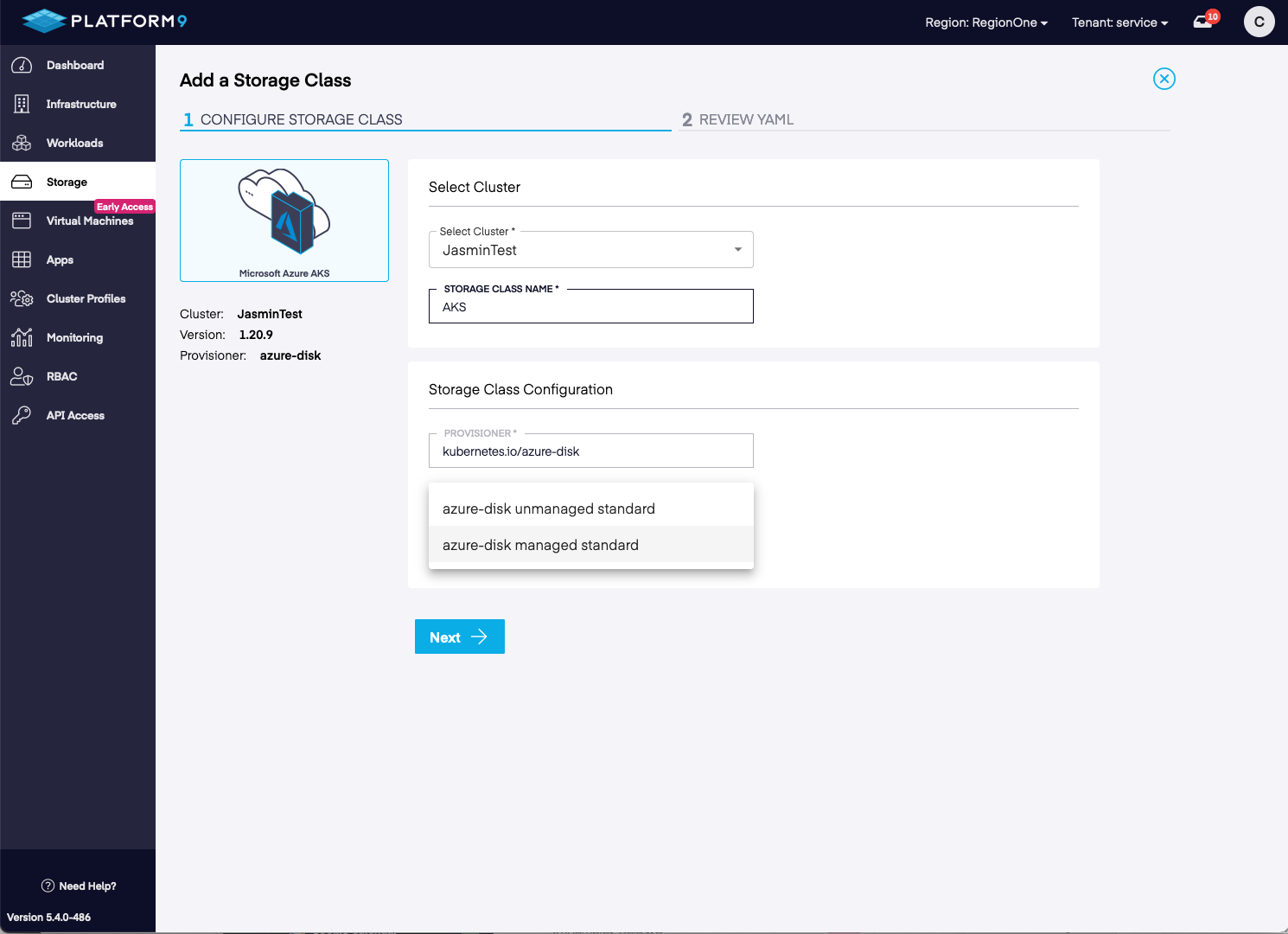 Create New Storage Class