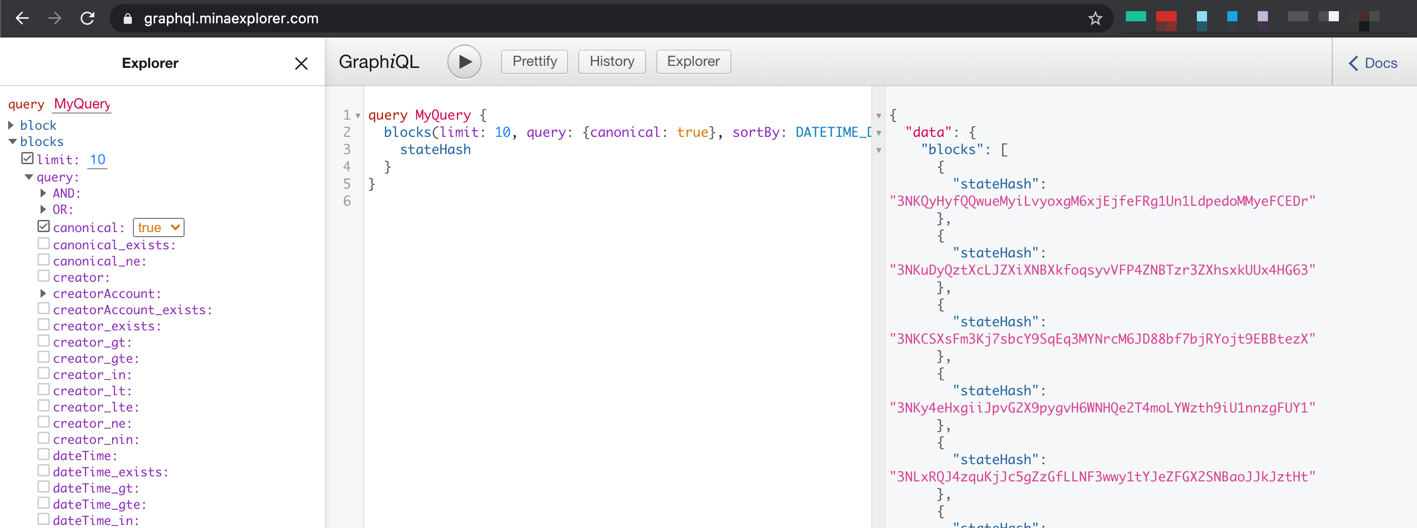 Use GraphiQL to browse the API