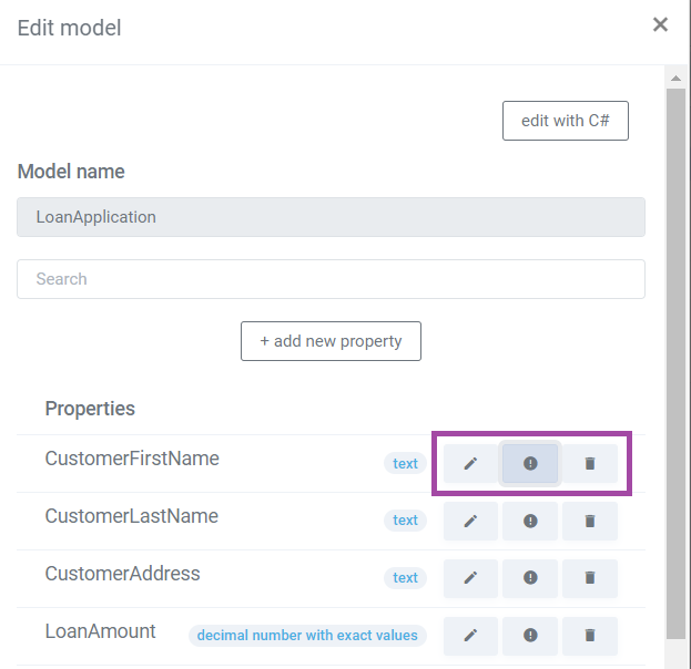 _edit property action buttons_