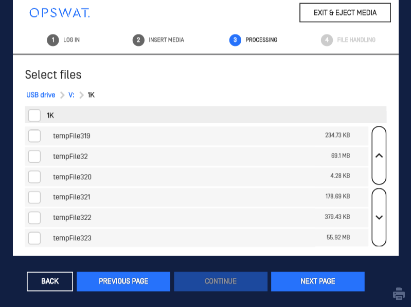 Image : Select files on Kiosk UI