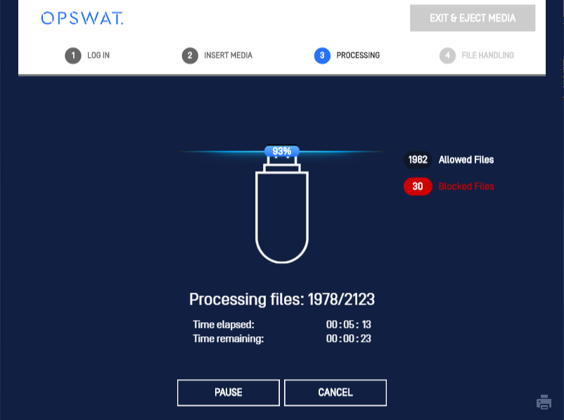 Image: "Processing files" display concept on Kiosk UI