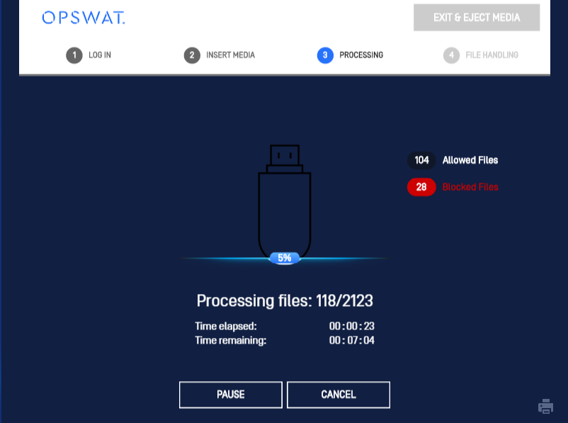 Image: "Processing files" display concept on Kiosk UI