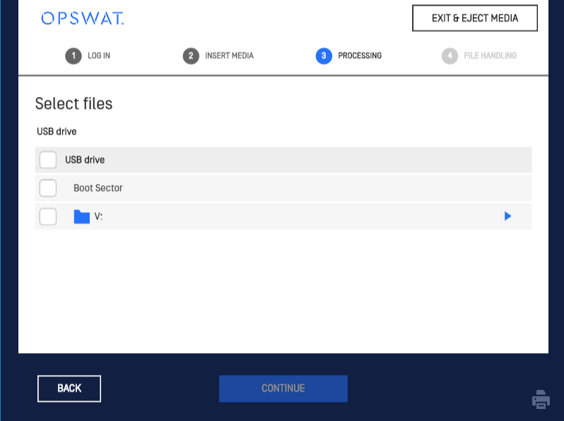 Image: "Boot Sector" option on Kiosk UI