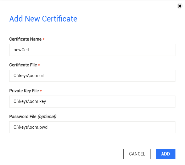 Add New Certificate